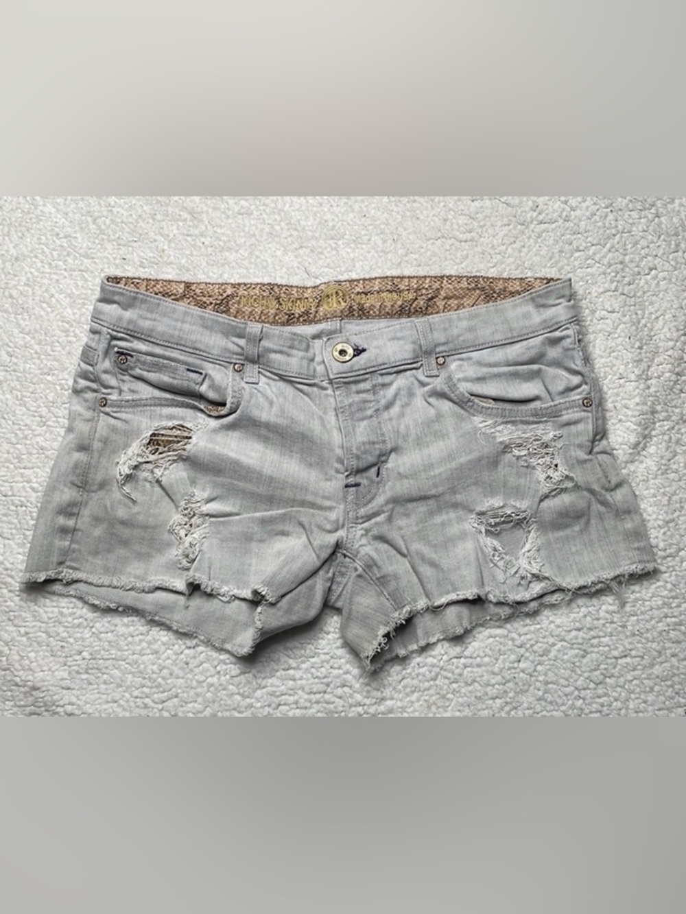 Rich & Skinny Denim shorts, distressed “ tore up” size 28